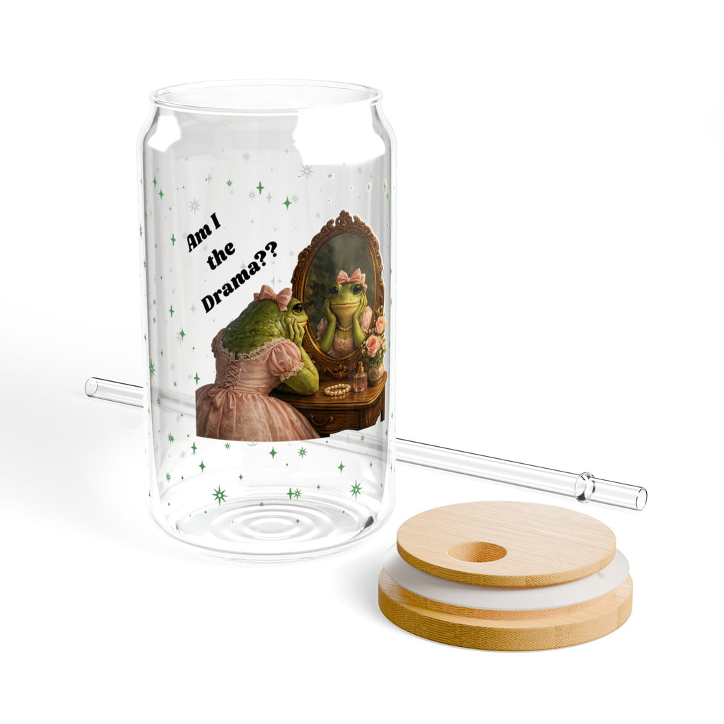 16oz Sipper Glass – Cute Frog 'I Am the Dreamer' Travel Cup with Straw