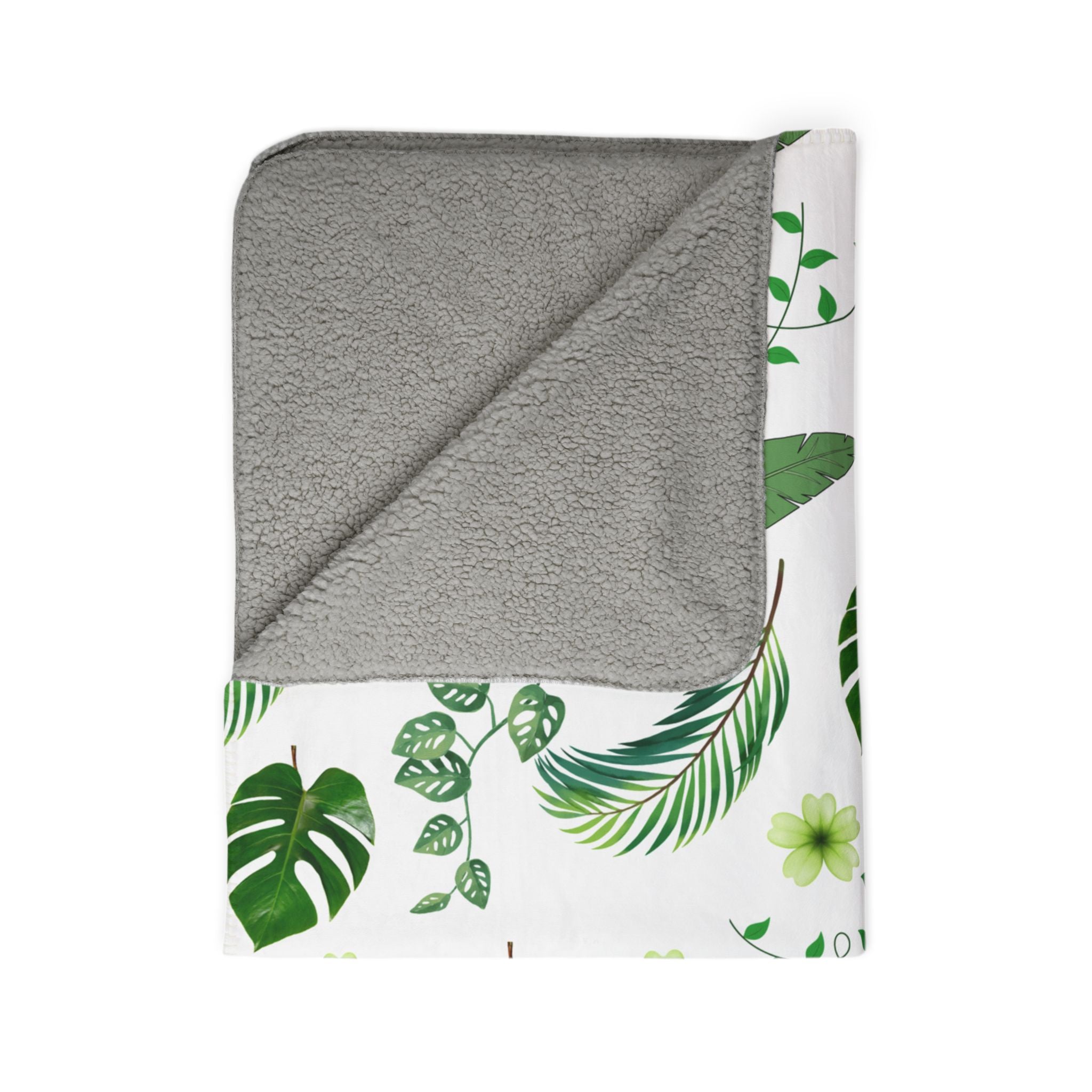 Tropical Leaf Fleece Sherpa Blanket