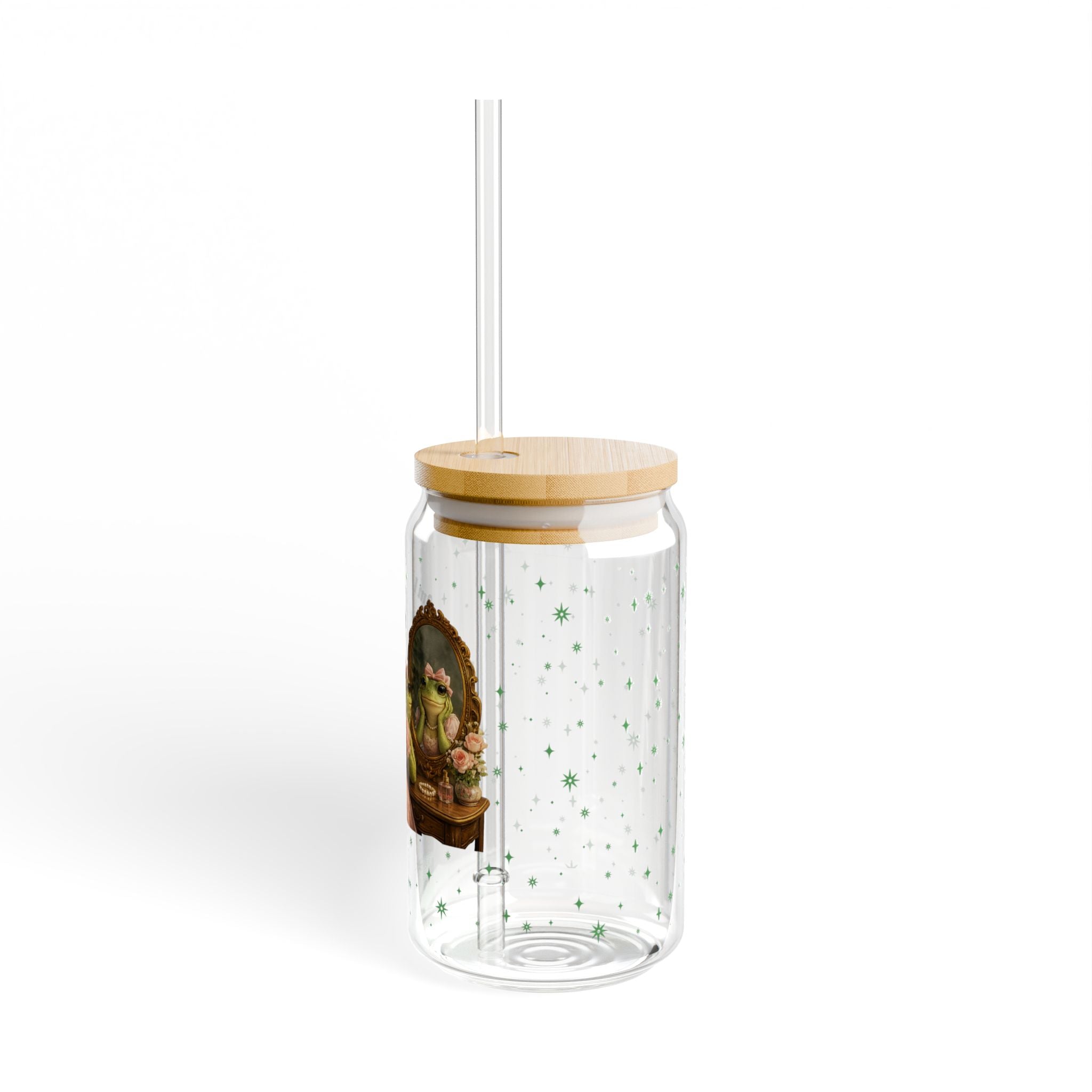 16oz Sipper Glass – Cute Frog 'I Am the Dreamer' Travel Cup with Straw