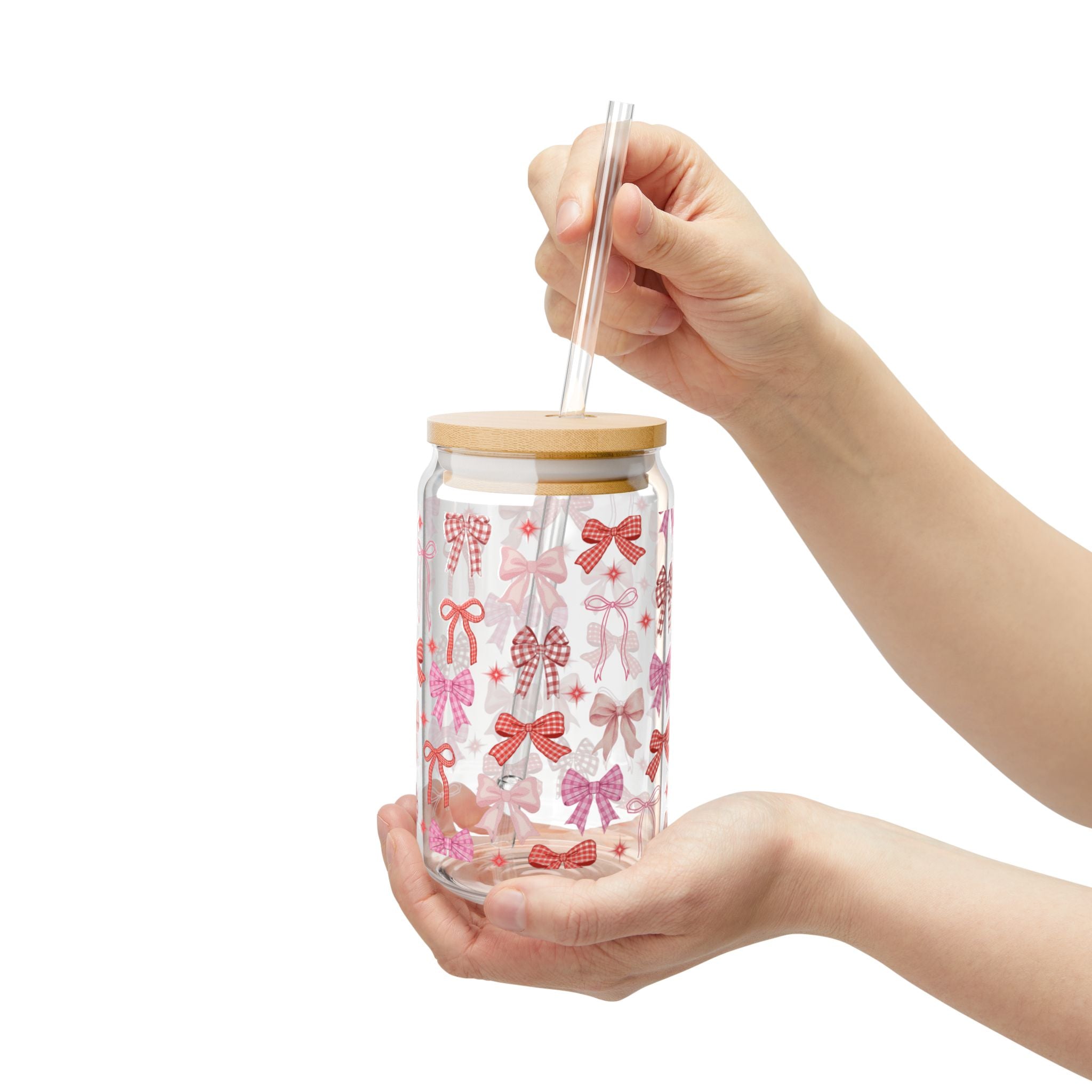 Bow Pattern 16oz Sipper Glass