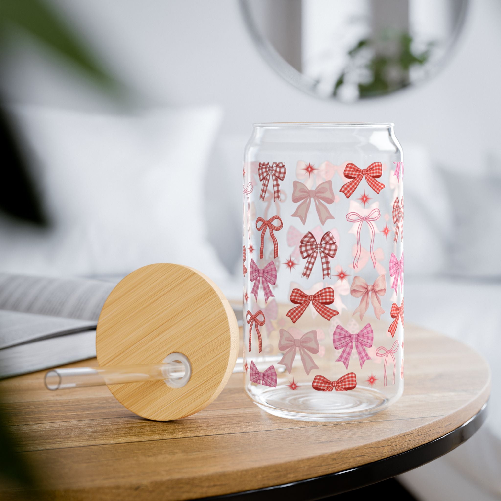 Bow Pattern 16oz Sipper Glass
