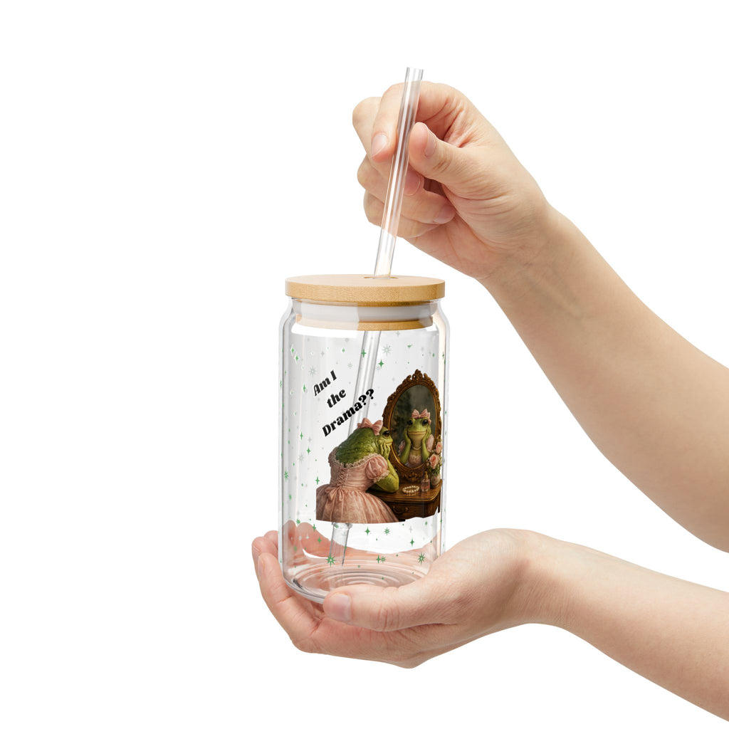 16oz Sipper Glass – Cute Frog 'I Am the Dreamer' Travel Cup with Straw