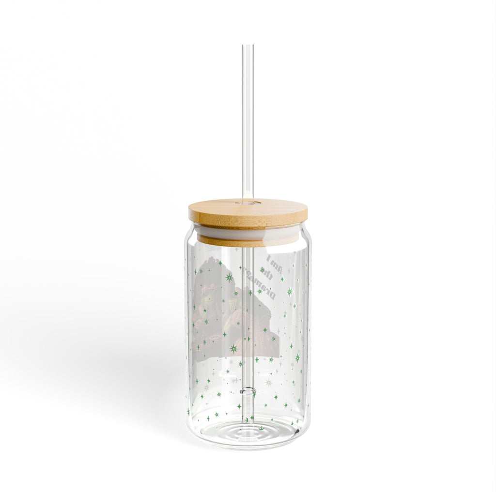 16oz Sipper Glass – Cute Frog 'I Am the Dreamer' Travel Cup with Straw