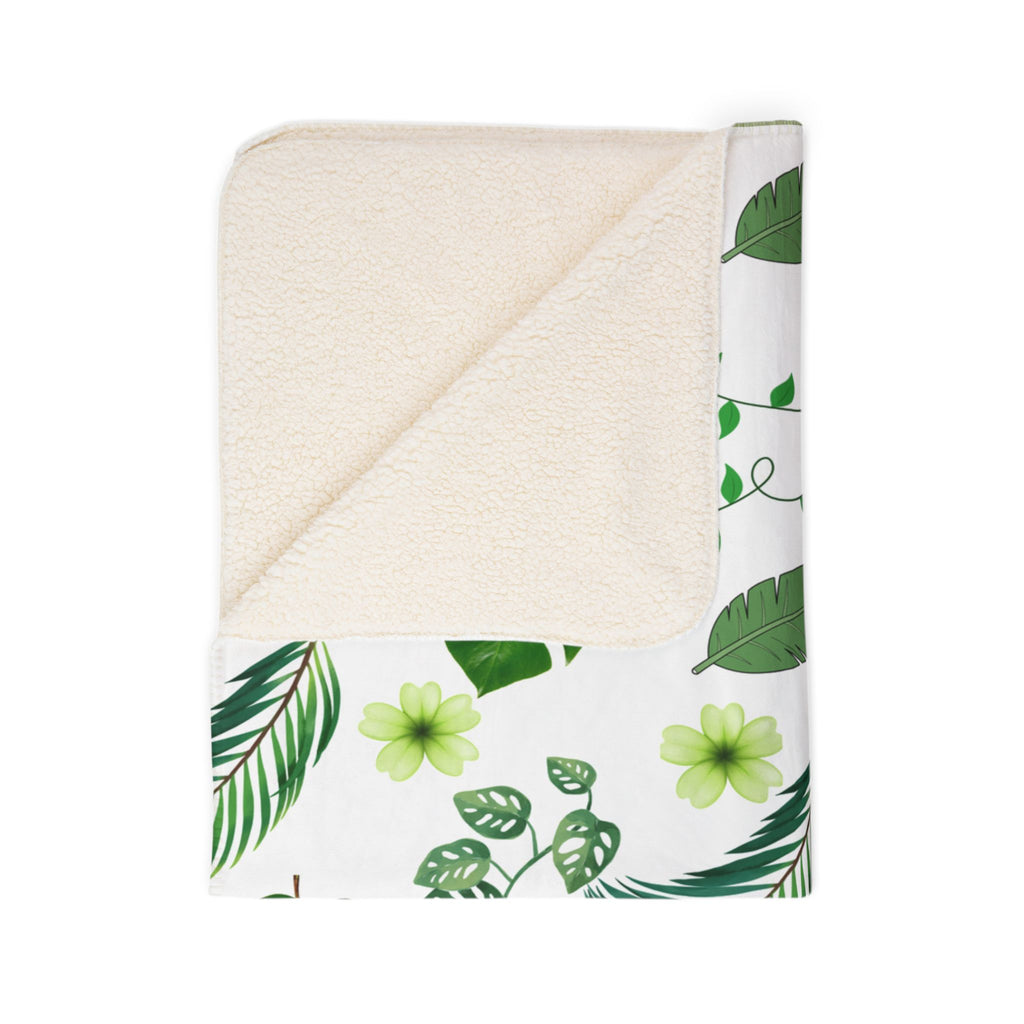 Tropical Leaf Fleece Sherpa Blanket