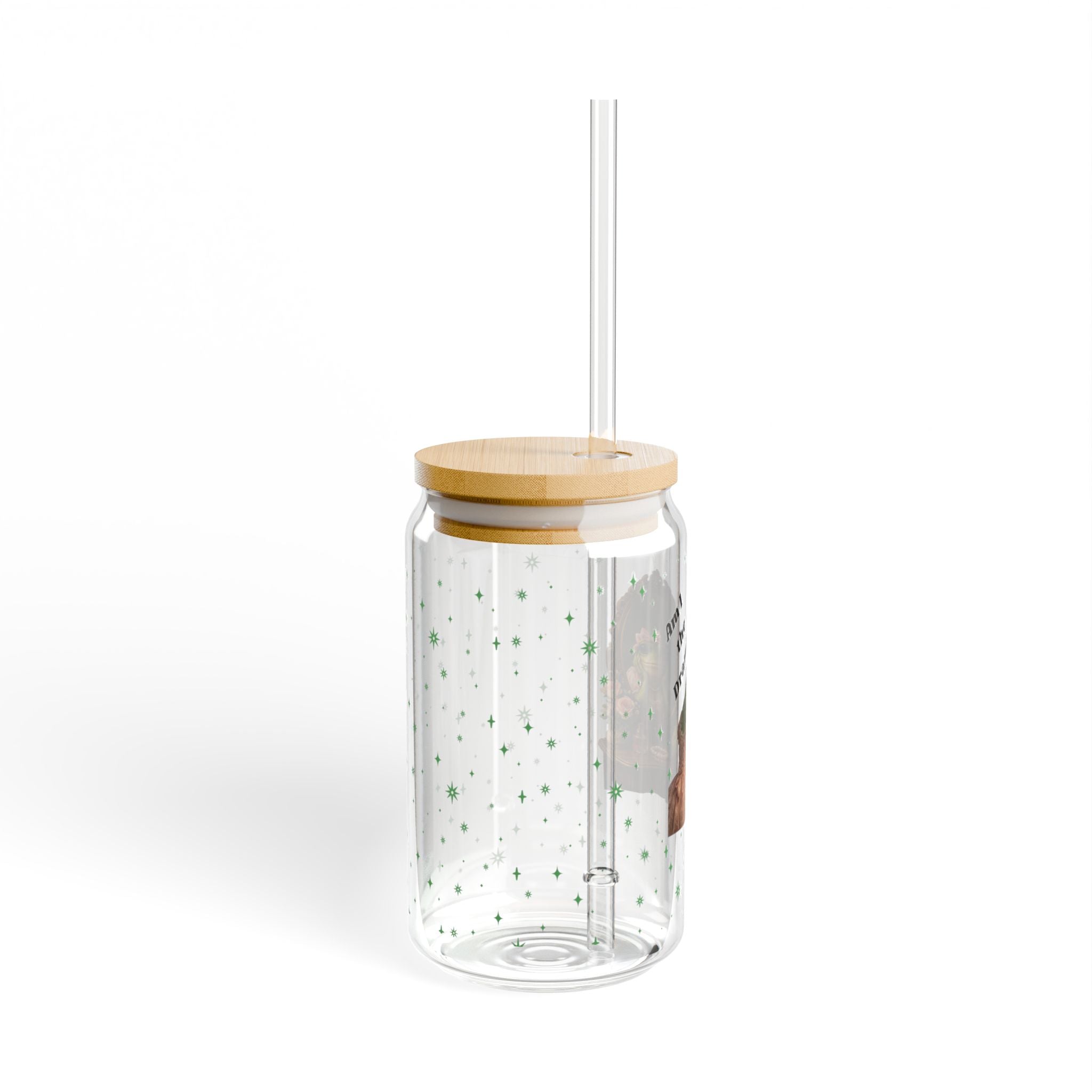 16oz Sipper Glass – Cute Frog 'I Am the Dreamer' Travel Cup with Straw