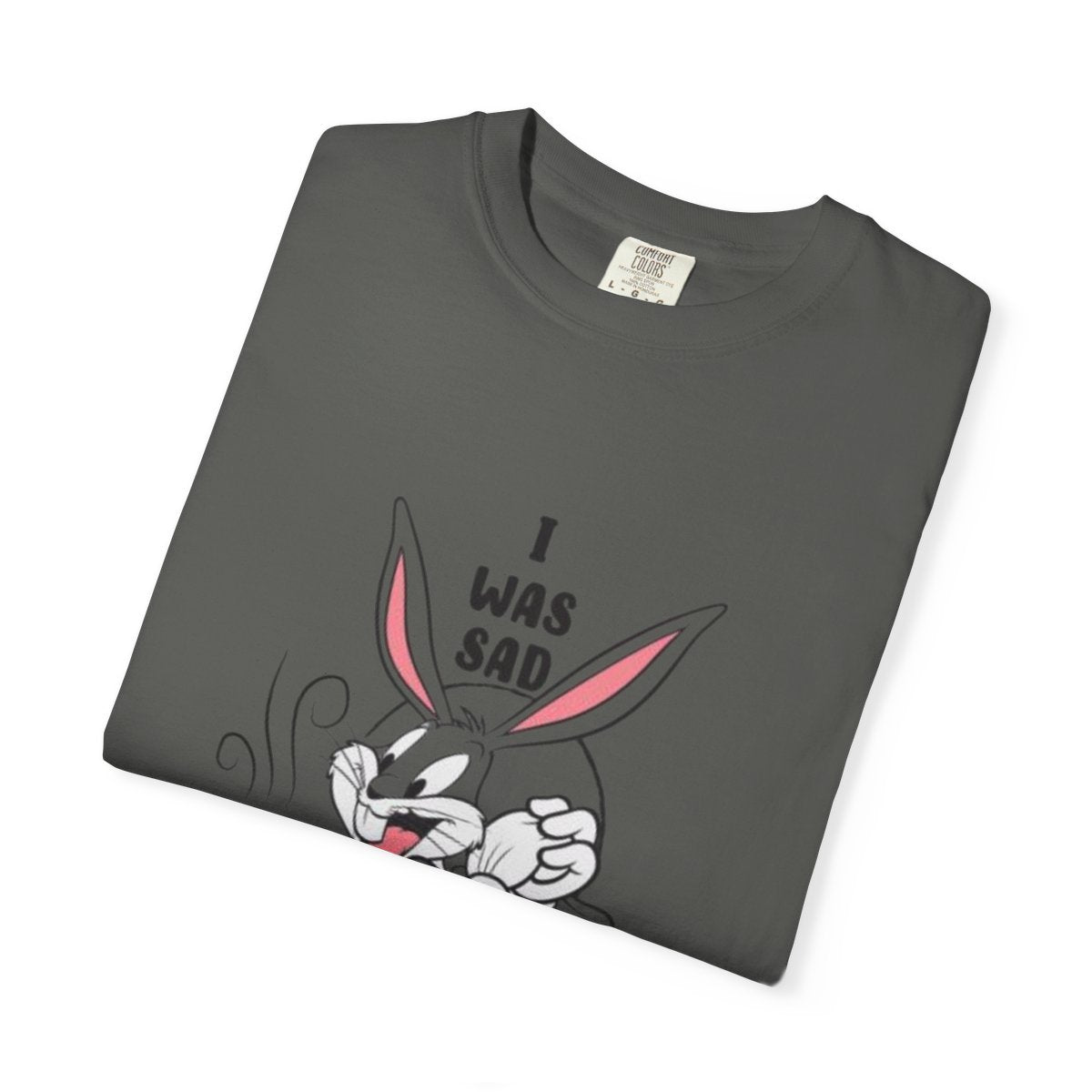 "I Was Sad Then I Saw Food" Cute Cartoon Bunny Tee